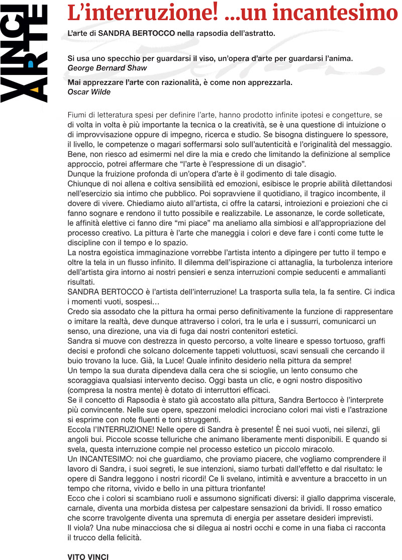 Immagine del manifesto dell'opera Interruzione dell'artista Sandra Bertocco